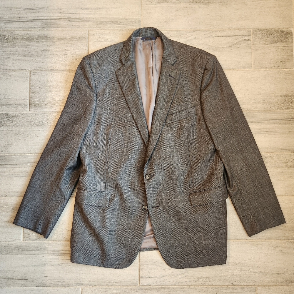 Brooks Brothers 1818 blazer 43R grey 100% wool Fitzgerald windowpane sport coat
